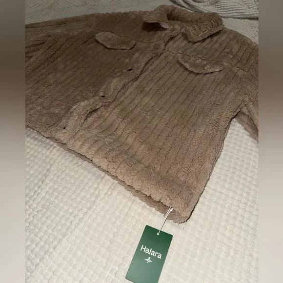 HALARA Women’s Long Sleeve Casual Sherpa Jacket in Cream NWT - Size Large - Picture 9 of 15